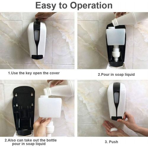  JAE Manual Soap Dispenser (Liquid) Wall Mounted Kitchen Bathroom Hand Sterilizer Containers for Shampoo Gel Chamber Plastic-(18 oz) 500ml