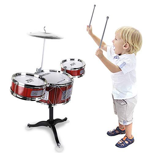  [아마존베스트]JAFATOY Small Plastic Drum Set Toy for Kids Age 1 - 5 Years Old Toy Musical Instruments Playing Rhythm Beat Toy Great Gift for Boys Girls