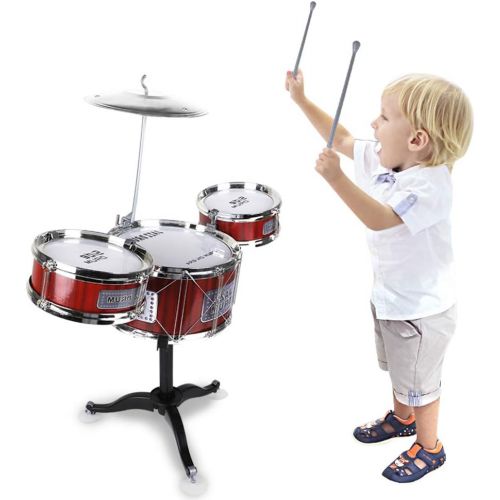  [아마존베스트]JAFATOY Small Plastic Drum Set Toy for Kids Age 1 - 5 Years Old Toy Musical Instruments Playing Rhythm Beat Toy Great Gift for Boys Girls