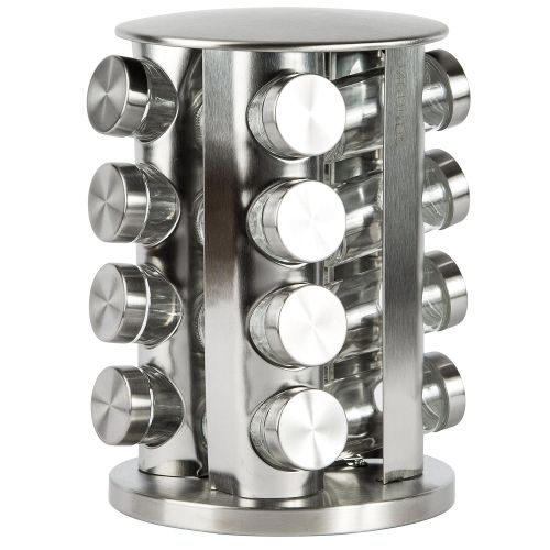  JAGURDS Rotating Spice Rack with 16 Spice Jars - Durable and Stylish Revolving Seasoning Storage and Organizer with Sturdy Bottles and Stable Base Stand, Perfect for your Kitchen Counterto