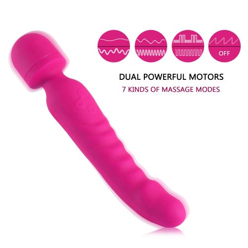  JAJKHJS Heating Tail Silicone Wand Massager with Double Motors,7 Vibration Mode,USB Recharging,100%...