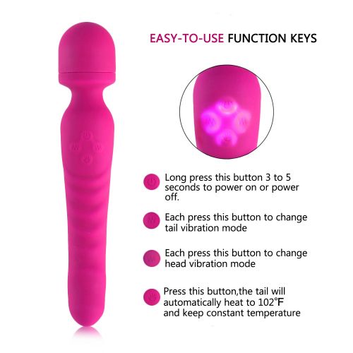  JAJKHJS Heating Tail Silicone Wand Massager with Double Motors,7 Vibration Mode,USB Recharging,100%...