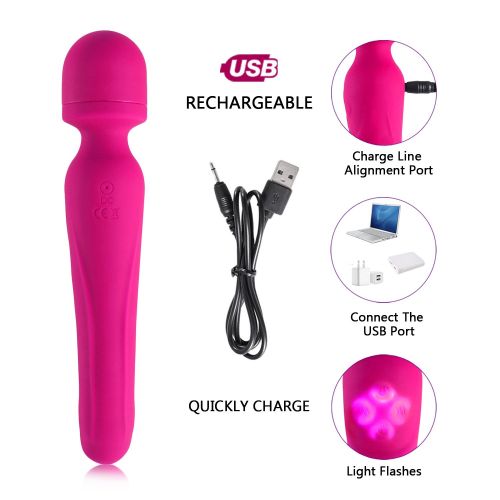  JAJKHJS Heating Tail Silicone Wand Massager with Double Motors,7 Vibration Mode,USB Recharging,100%...