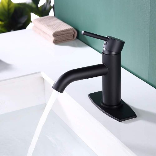  JAKARDA Single Handle Bathroom Faucet with Brass Drain Assembly and Escutcheon Matte Black (Matte Black-JO1)