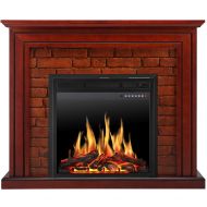 JAMFLY Electric Fireplace Mantel Package Traditional Brick Wall Design Heater with Remote Control and LED Touch Screen, Home Accent Furnishings, Standing Fireplace with Multicolor