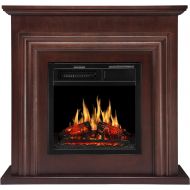 JAMFLY 36 Wood Electric Fireplace Mantel Package Freestanding Heater Corner Firebox with Log Hearth and Remote Control,750-1500W Ivory White Finish