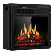 JAMFLY Electric Fireplace Insert 18 Freestanding Heater with 7 Log Hearth Flame Settings and Remote Control,1500w,Black