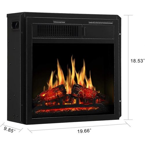  JAMFLY Electric Fireplace Insert 18 Freestanding Heater with 7 Log Hearth Flame Settings and Remote Control,1500w,Black