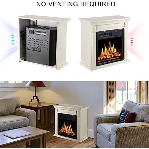  JAMFLY 26’’ Mantel Electric Fireplace Heater Small Freestanding Infrared Quartz Fireplace Stove Heater w/Log Hearth& Wood Surround Firebox, Adjustable Led Flame, Remote Control,750