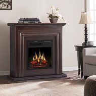 JAMFLY 36 Wood Electric Fireplace Mantel Package Freestanding Heater Corner Firebox with Log Hearth and Remote Control, 750 1500W Dark Espresso Finish