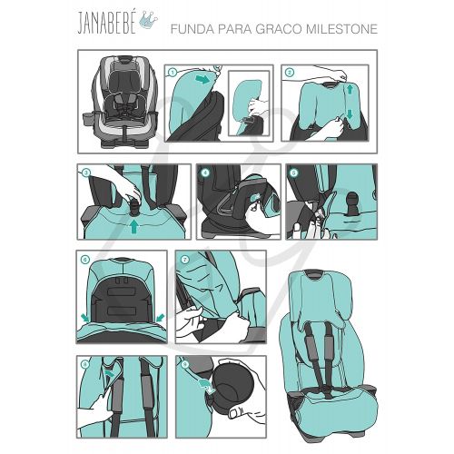  JANABEBE Janabebe Cover Liner for car seat Graco Milestone (Blue Sparkles)