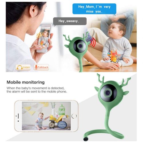  JANEDI Cute Deer Cat Style Baby Monitor Temperature and Humidity Display Real Baby Crying Alarm System Lullaby Music 1080 P Ultra-Clear Night Vision Motion Alarm Function Two-Way Voice (W