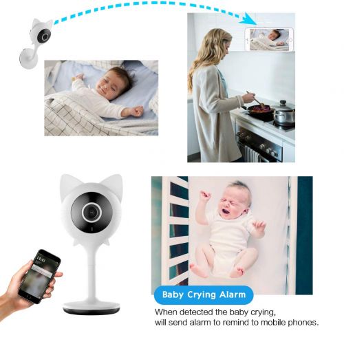  JANEDI WiFi Mini Home Camera Baby Monitor Camera 1080Px2M HD Lens Baby Aduio Crying Alarm System Infrared Night Vision Motion Alarm Two-Way Voice for Android and iOS