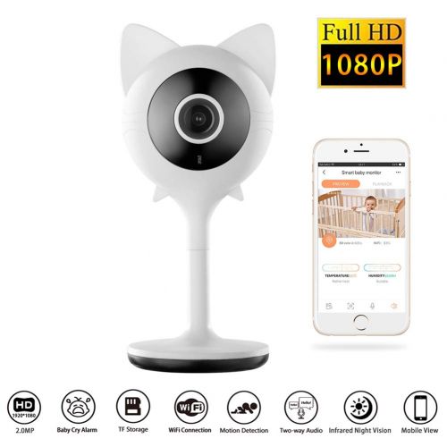  JANEDI WiFi Mini Home Camera Baby Monitor Camera 1080Px2M HD Lens Baby Aduio Crying Alarm System Infrared Night Vision Motion Alarm Two-Way Voice for Android and iOS