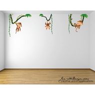 JAN-ETTE Jungle Monkeys and Vines Fabric Wall Decal Stickers