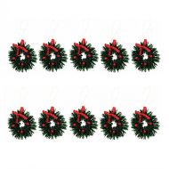 JANOU 10pcs Christmas Wreath Dollhouse Miniature Holiday Wreath with Bowknot 1:12 Dollhouse Accessories for Christmas Party Decoration