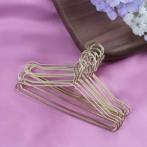  JANOU 10pcs Cute Dollhouse Clothes Hang Miniature Wire Clothes Stand (Gold)