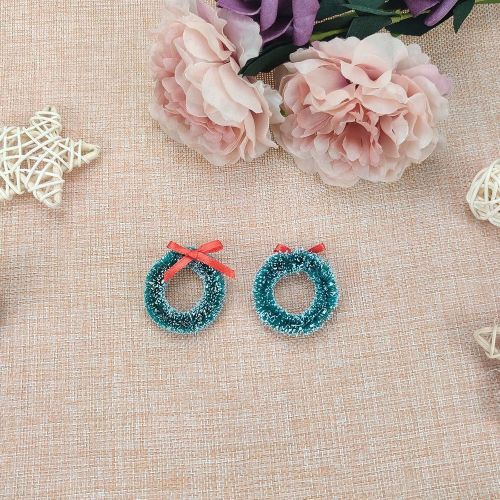  JANOU 10pcs Christmas Wreath Dollhouse Miniature Holiday Wreath with Bowknot 1:12 Dollhouse Accessories for Christmas Party Decoration
