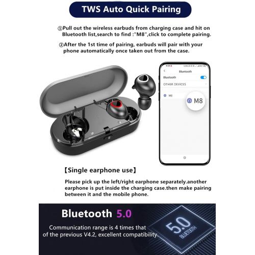  [아마존 핫딜] True Wireless Earbuds,Simlux Bluetooth 5.0 Headphones with 25H Playtime TWS Easy-Pair 3D Noise Canceling in-Ear Built-in Mic Earphones,Waterproof Sports Bluetooth Headset with Char