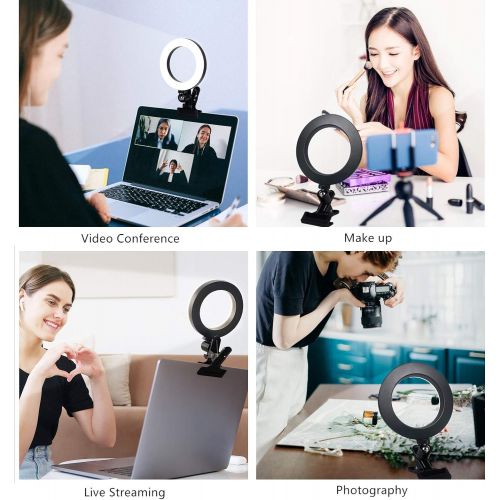  [아마존베스트]JAOXISOU Video Conference Lighting,6.3 Selfie Ring Light with Clamp Mount for Video Conferencing,Webcam Light with 3 Light Modes&10 Level Dimmable for Laptop/PC Monitor/Desk/Bed/Office/Make