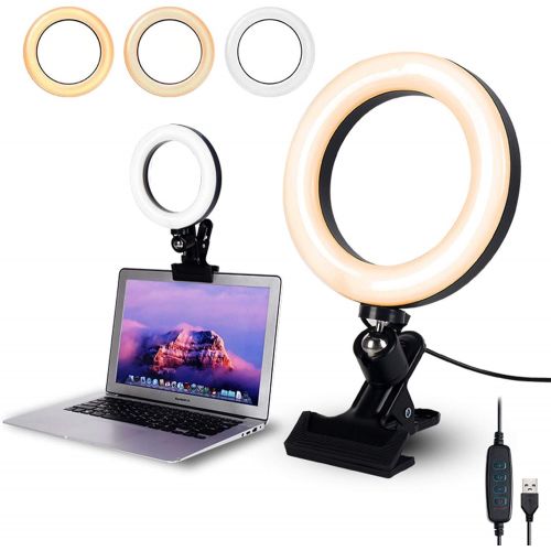  [아마존베스트]JAOXISOU Video Conference Lighting,6.3 Selfie Ring Light with Clamp Mount for Video Conferencing,Webcam Light with 3 Light Modes&10 Level Dimmable for Laptop/PC Monitor/Desk/Bed/Office/Make