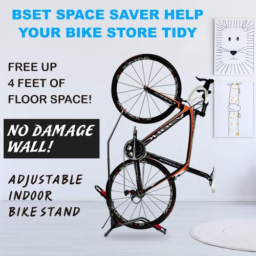  [아마존베스트]JAPUSOON Bike Stand Vertical Bike Rack,Upright Bicycle Floor Stand,Free Standing Adjustable Bike Garage Rack for Indoor Mountain/Road Bike Storage,Saving Space-No Damage Wall,Fits