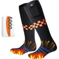 JAPUSOON Heated Socks for Men & Women, Upgraded 5000mAh Battery Rechargeable Washable Electric Thermal Socks Warm Winter Cold Weather Heating Socks for Outdoor Riding Camping Hikin