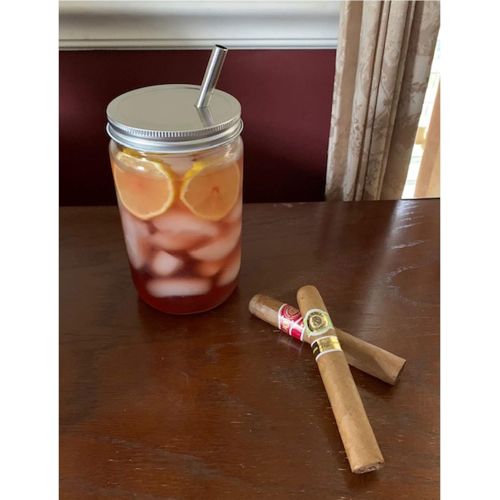  [아마존베스트]Reusable Smoothie Cup Extra Wide Mouth Glass Mason Jar 32oz with Smoothie Stainless Steel Straw/Smoothie Cup with Lid and Straw-includes Leak Proof Cap by Jarming Collections (2)