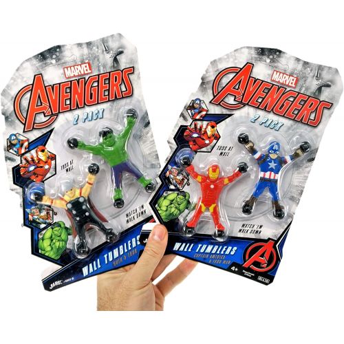  JA-RU Marvel Avengers Window Crawler Wall Climbers Rolling Sticky Toys (2 Packs, 4 Heroes) Hulk, Captain America, Thor & Iron Man Fidget Toy Wall Walker Climber Wacky Party Games Pinata