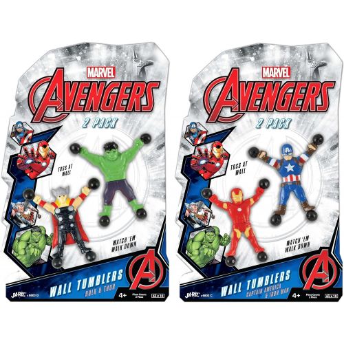  JA-RU Marvel Avengers Window Crawler Wall Climbers Rolling Sticky Toys (2 Packs, 4 Heroes) Hulk, Captain America, Thor & Iron Man Fidget Toy Wall Walker Climber Wacky Party Games Pinata