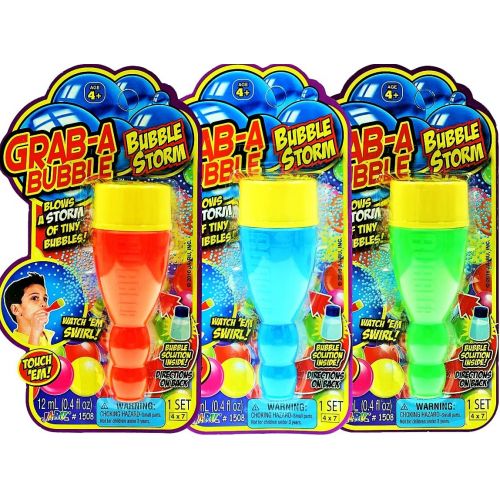  JA-RU Grab a Bubble Storm Touchable Bubbles Blowing Toy (3 Pack) I Hundred of Touching Bubbles Soap Solution Toy Favors I Party Favor Pinata Filler in Bulk 1508-3A
