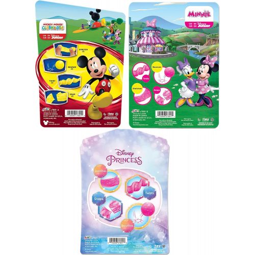  JA RU Disney Glitter Putty Stretchy & Bouncy (3 Packs Assorted) Mickey, Minnie & Princess Fidget Toy. Birthday Gifts Supplies for Kids, Pinata Filler, Bulk Toys, Stocking Stuffers