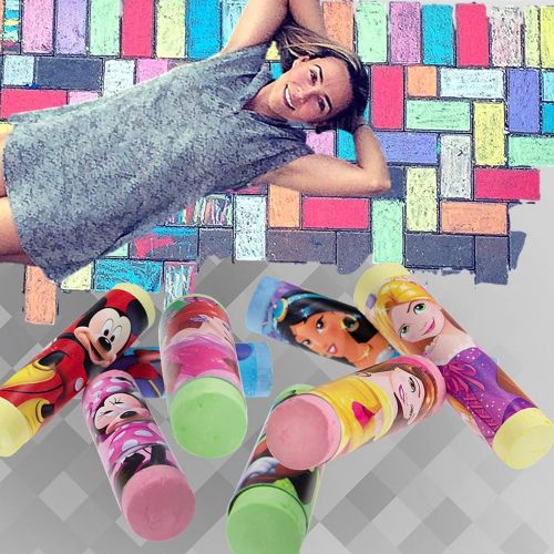  JA-RU Disney Sidewalk Chalk Sticks (1 Pack Mickey) Mickey Minnie & Princess. Floor & Board Chalk, Outside Toys Jumbo Chalk, Non Toxic Washable Art Set, Outdoor, Birthday Toys for Kids in