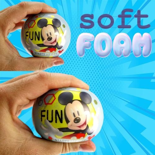  JA RU Disney Squeeze Stress Balls (3 Units Assorted) Mickey Minnie & Princess Soft Foam PU Ball Stress Reliver Fidget Toys Birthday Party for Kids & Toddlers Play Ball Favorite Par