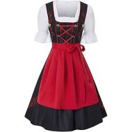 JASAMBAC Womens 3 Pieces Oktoberfest Costume German Bavarian Beer Girl Dirndl Dress