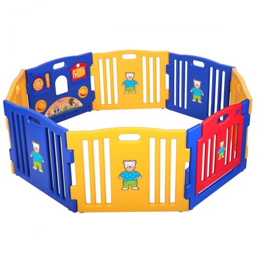  JAXPETY Jaxpety Baby Playpen 8 Panel Foldable High PE Frame Kids Play Center Yard Indoor Outdoor Playards