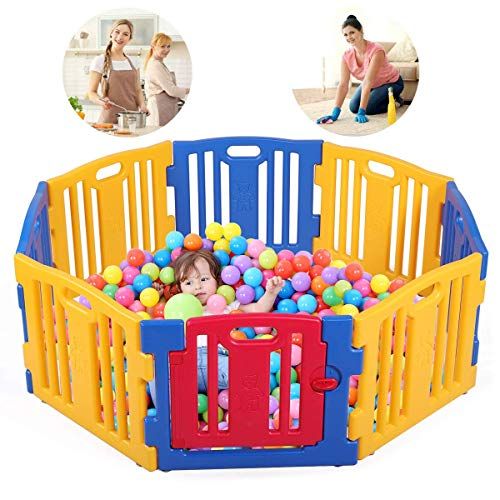  [아마존베스트]JAXPETY Baby Playpen 8 Panel Kids Safety Play Center Yard Home Indoor Outdoor Fence New