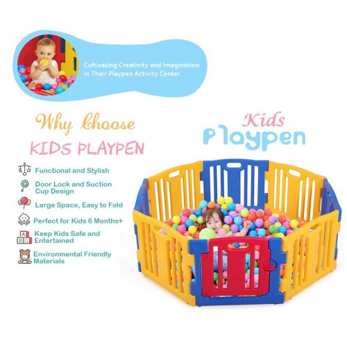  [아마존베스트]JAXPETY Baby Playpen 8 Panel Kids Safety Play Center Yard Home Indoor Outdoor Fence New