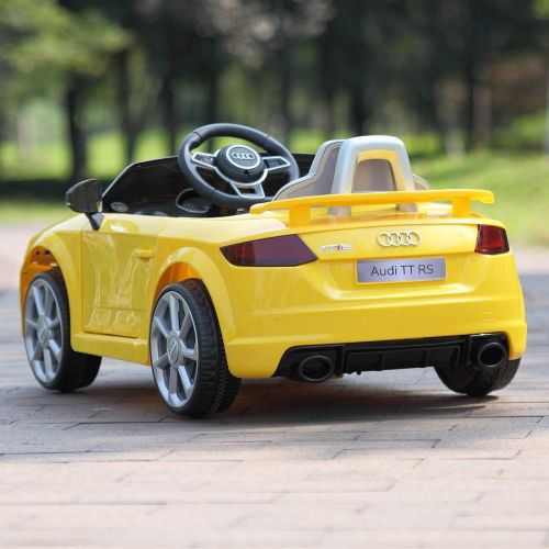  JAXPETY Yellow Audi TT 12V Electric MP3 LED Lights RC Remote Control Kids Ride On Car Licensed