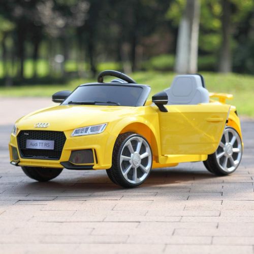  JAXPETY Yellow Audi TT 12V Electric MP3 LED Lights RC Remote Control Kids Ride On Car Licensed