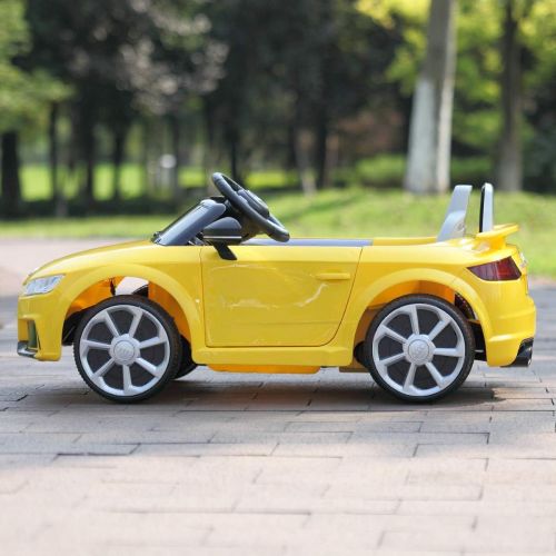  JAXPETY Yellow Audi TT 12V Electric MP3 LED Lights RC Remote Control Kids Ride On Car Licensed