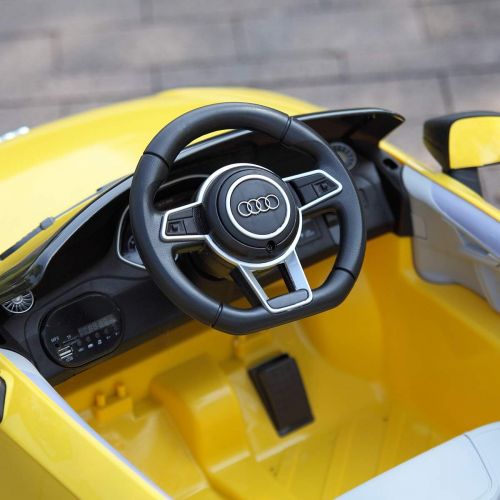  JAXPETY Yellow Audi TT 12V Electric MP3 LED Lights RC Remote Control Kids Ride On Car Licensed