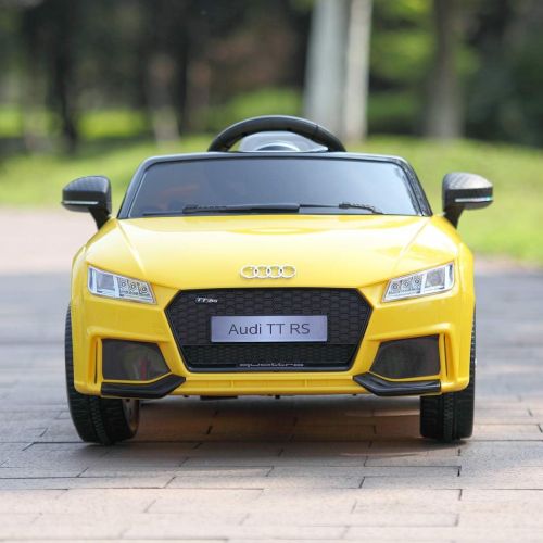  JAXPETY Yellow Audi TT 12V Electric MP3 LED Lights RC Remote Control Kids Ride On Car Licensed