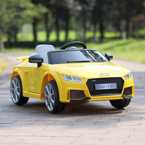  JAXPETY Yellow Audi TT 12V Electric MP3 LED Lights RC Remote Control Kids Ride On Car Licensed