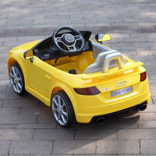  JAXPETY Yellow Audi TT 12V Electric MP3 LED Lights RC Remote Control Kids Ride On Car Licensed