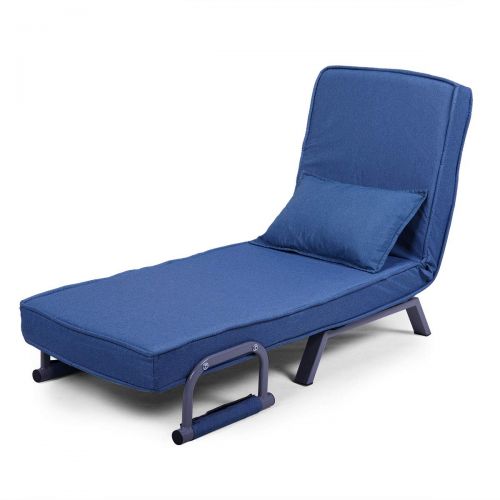  JAXPETY Blue Sofa Bed Folding Arm Chair Sleeper, 5 Position Recliner Full Padded Lounger Couch