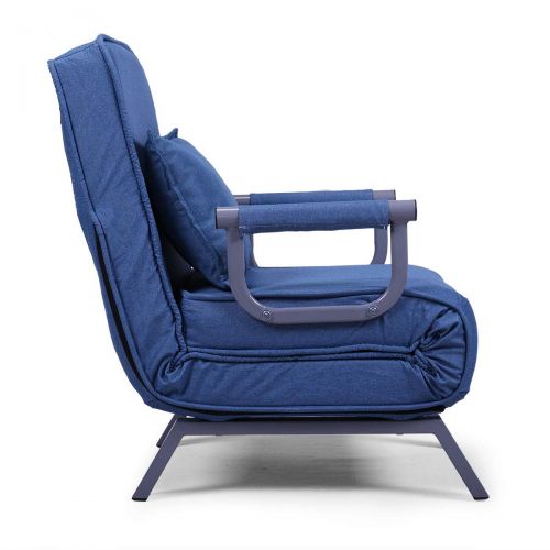  JAXPETY Blue Sofa Bed Folding Arm Chair Sleeper, 5 Position Recliner Full Padded Lounger Couch