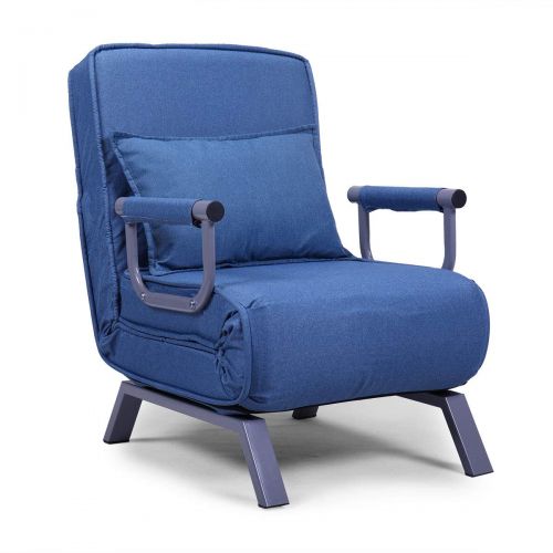  JAXPETY Blue Sofa Bed Folding Arm Chair Sleeper, 5 Position Recliner Full Padded Lounger Couch