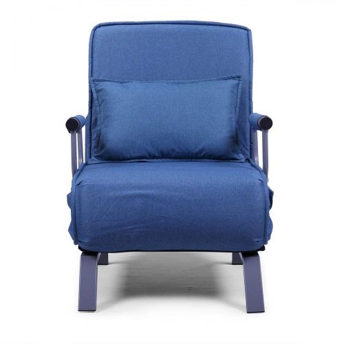  JAXPETY Blue Sofa Bed Folding Arm Chair Sleeper, 5 Position Recliner Full Padded Lounger Couch