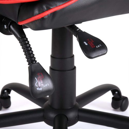  JAXPETY Red Adjustable Gaming Racing Chair Computer Office Recliner High Back Seat Leather Swivel wFootrest